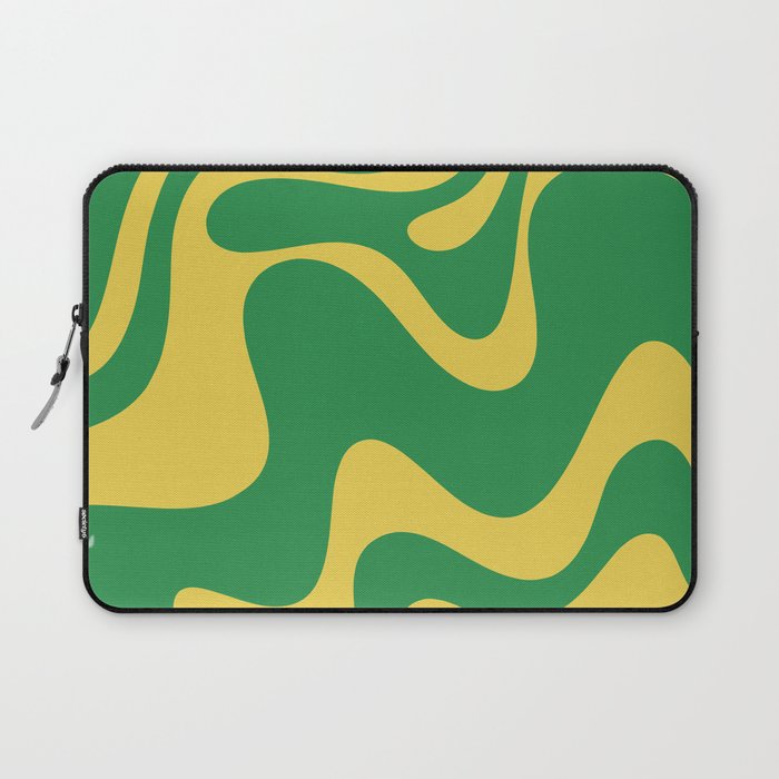 Green and Yellow Retro Liquid Swirl Abstract 2 Laptop Sleeve Gallery Image 1