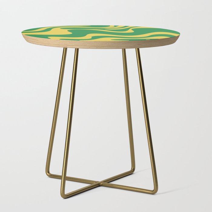 Green and Yellow Retro Liquid Swirl Abstract 2 Side Table Gallery Image 1