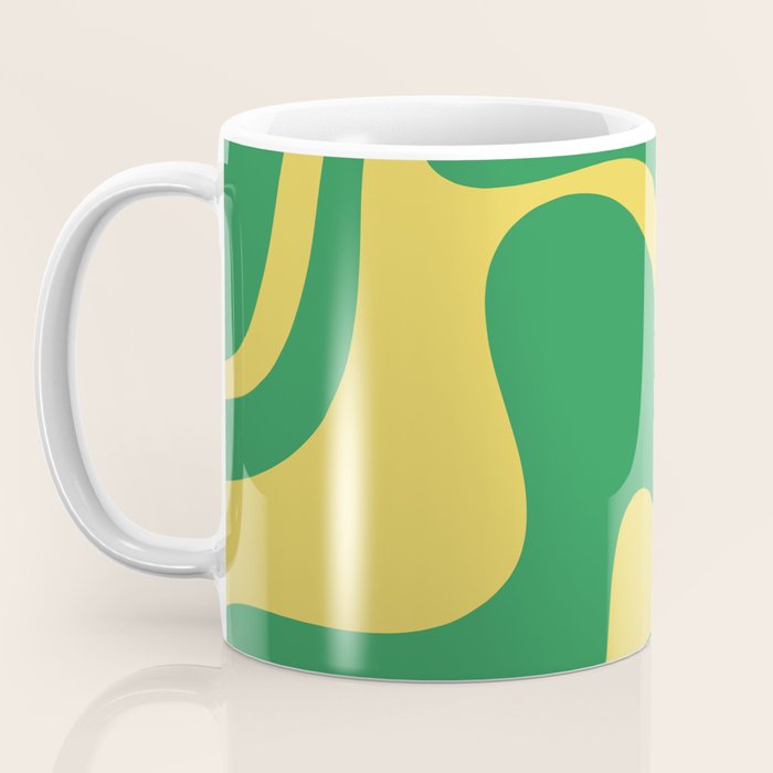 Green and Yellow Retro Liquid Swirl Abstract 2 Coffee Mug Gallery Image 3
