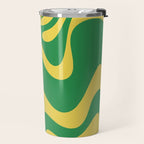 Green and Yellow Retro Liquid Swirl Abstract 2 Travel Mug Gallery Image 2