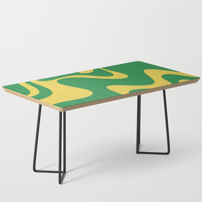 Green and Yellow Retro Liquid Swirl Abstract 2 Coffee Table Gallery Image 1