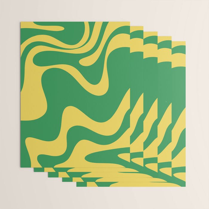Green and Yellow Retro Liquid Swirl Abstract 2 Wrapping Paper Gallery Image 3