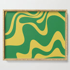 Green and Yellow Retro Liquid Swirl Abstract 2 Serving Tray Gallery Image 1