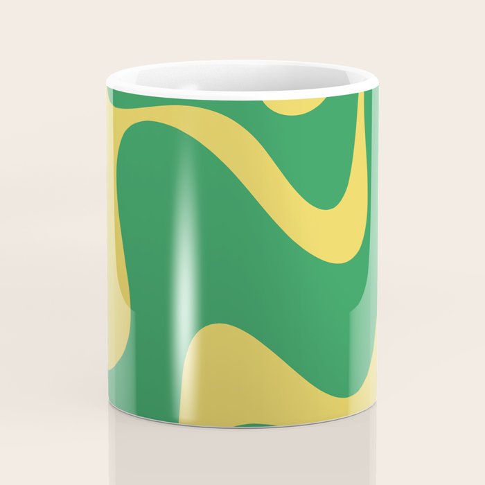 Green and Yellow Retro Liquid Swirl Abstract 2 Coffee Mug Gallery Image 4