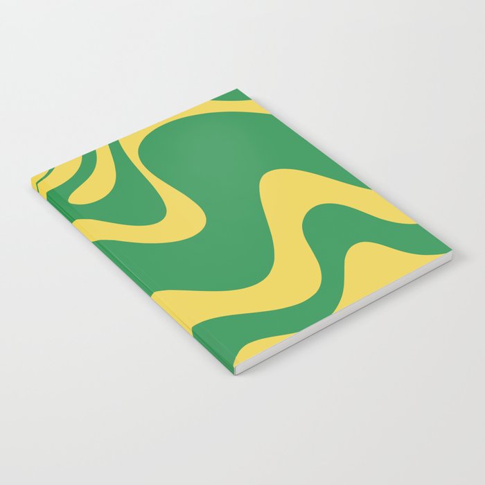 Green and Yellow Retro Liquid Swirl Abstract 2 Notebook Gallery Image 2