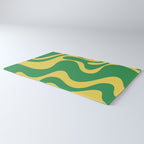 Green and Yellow Retro Liquid Swirl Abstract 2 Rug Gallery Image 3