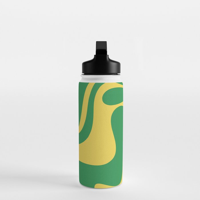 Green and Yellow Retro Liquid Swirl Abstract 2 Water Bottle Gallery Image 3