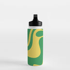 Green and Yellow Retro Liquid Swirl Abstract 2 Water Bottle Gallery Image 3