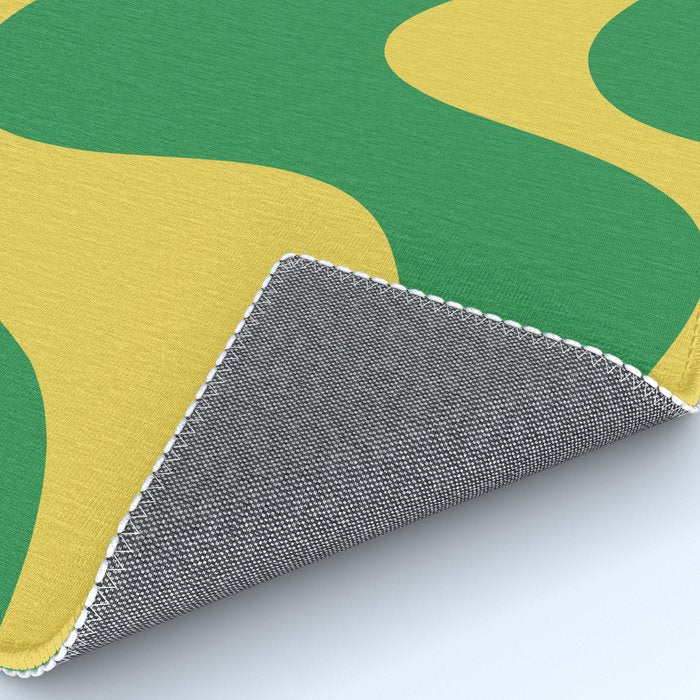 Green and Yellow Retro Liquid Swirl Abstract 2 Rug Gallery Image 4