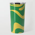 Green and Yellow Retro Liquid Swirl Abstract 2 Travel Mug Gallery Image 1