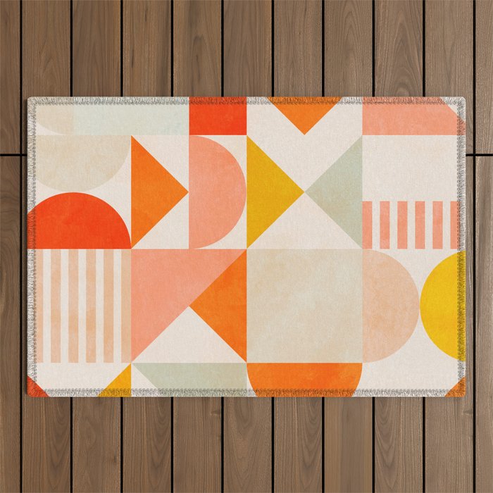 mid century geometry sunny 1 Outdoor Rug Gallery Image 1