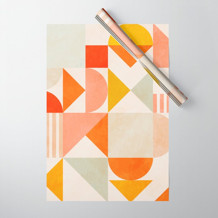 mid century geometry sunny 1 Wrapping Paper Gallery Image 1