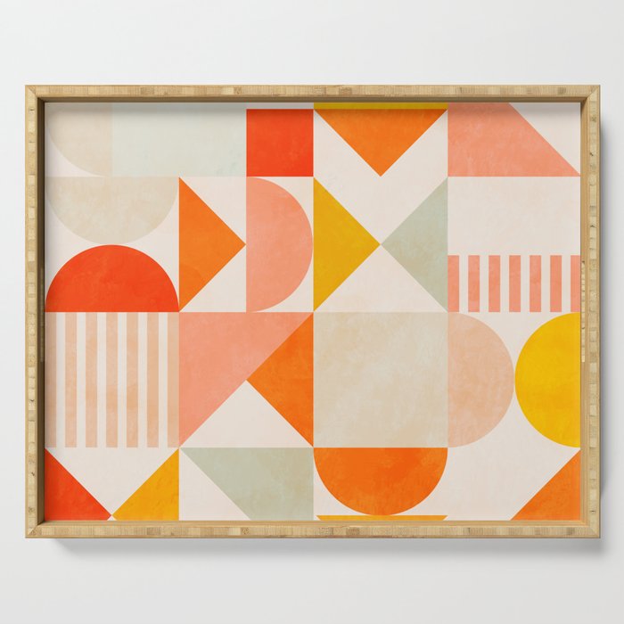 mid century geometry sunny 1 Serving Tray Gallery Image 1