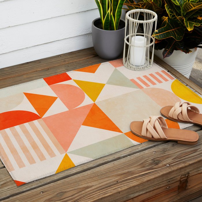 mid century geometry sunny 1 Outdoor Rug Gallery Image 2
