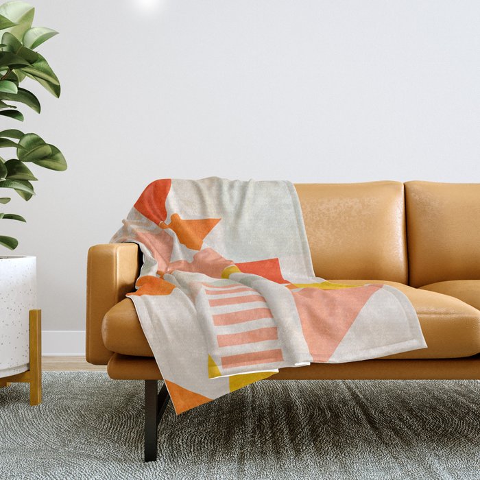 mid century geometry sunny 1 Throw Blanket Gallery Image 1