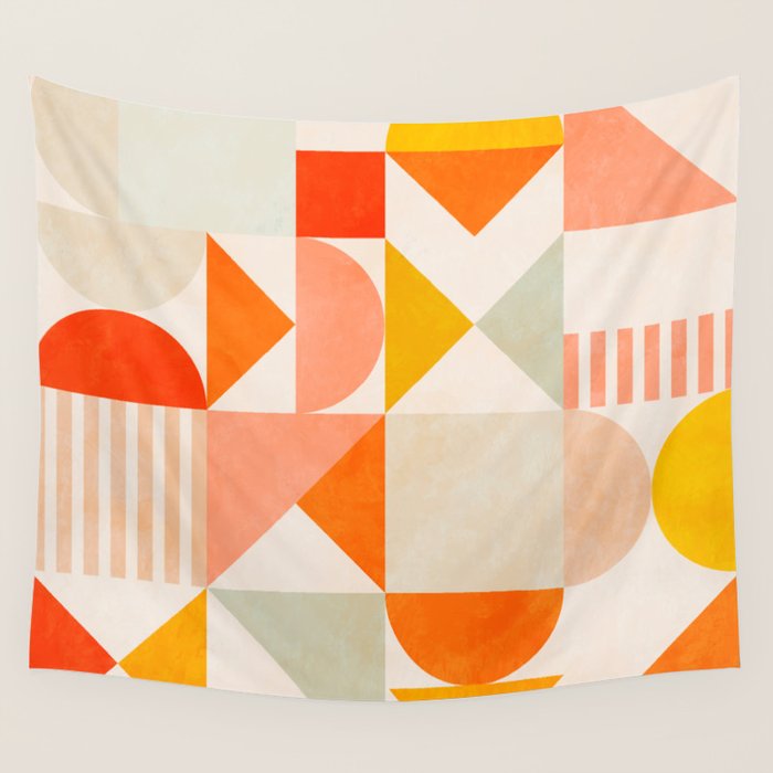 mid century geometry sunny 1 Wall Tapestry Gallery Image 4