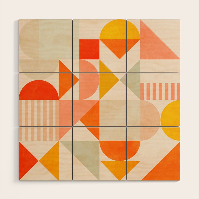 mid century geometry sunny 1 Wood Wall Art Gallery Image 1