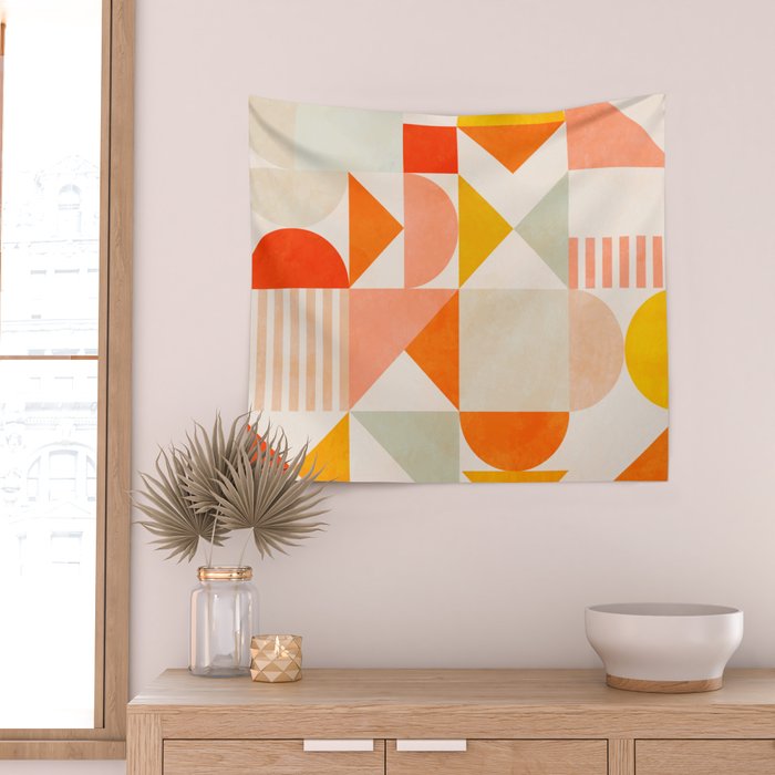 mid century geometry sunny 1 Wall Tapestry Gallery Image 2