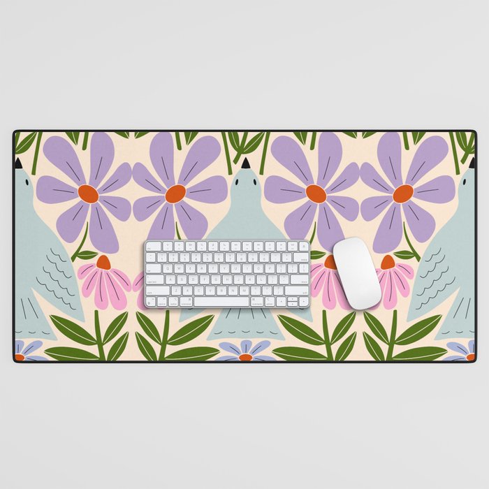 Freedom - Bird and Flowers Desk Mat Gallery Image 1