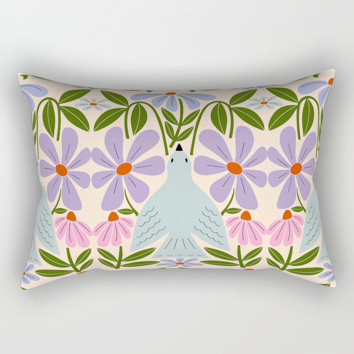 Freedom - Bird and Flowers Rectangular Pillow Gallery Image 1