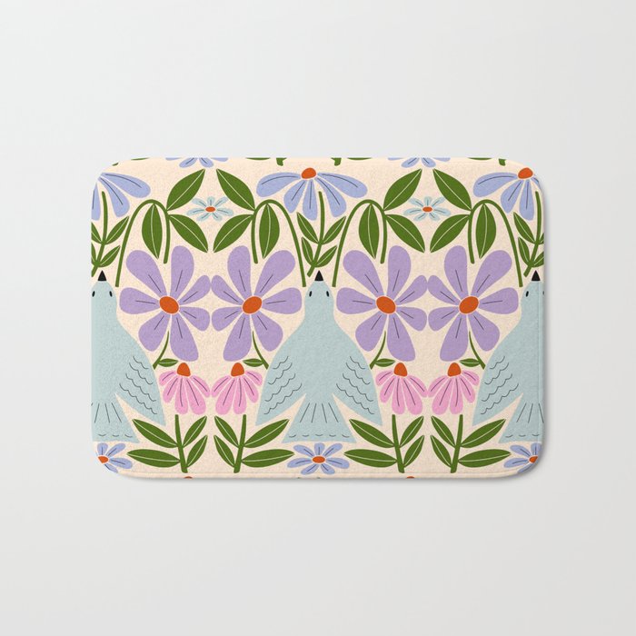 Freedom - Bird and Flowers Bath Mat Gallery Image 1