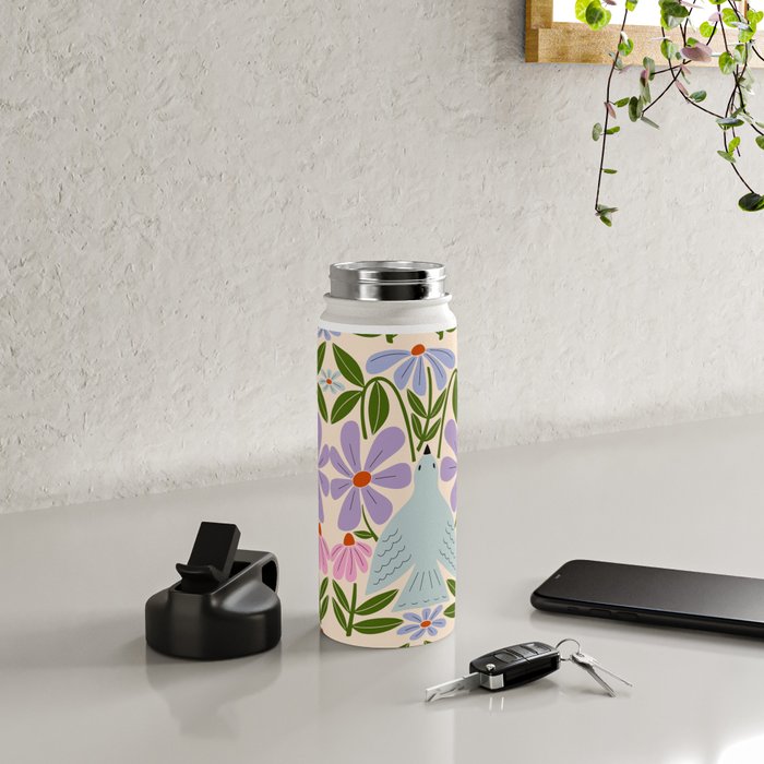 Freedom - Bird and Flowers Water Bottle Gallery Image 4