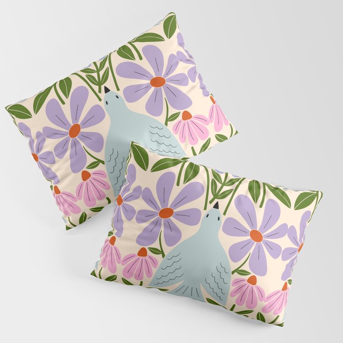 Freedom - Bird and Flowers Pillow Sham Gallery Image 3
