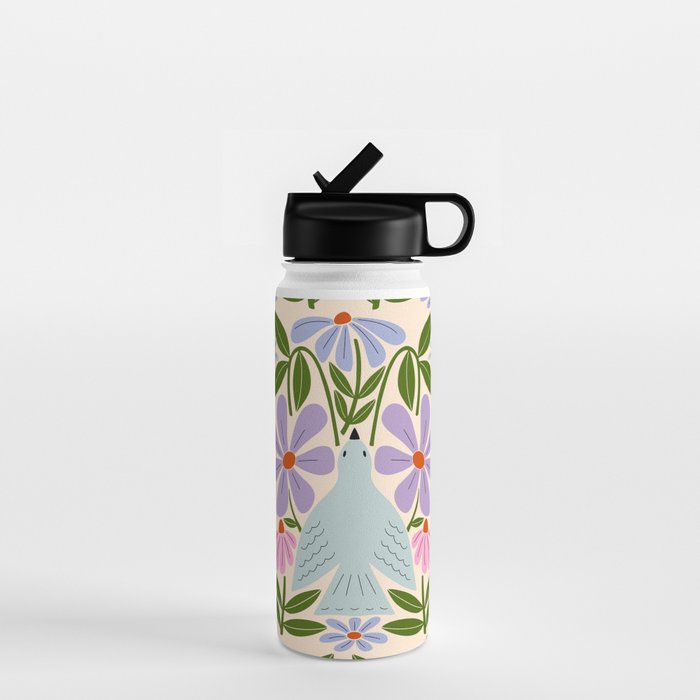 Freedom - Bird and Flowers Water Bottle Gallery Image 1