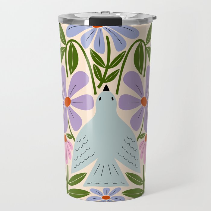 Freedom - Bird and Flowers Travel Mug Gallery Image 1