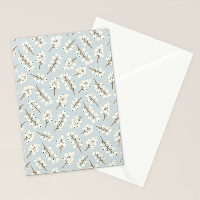 Berries and Branches - Light Blue Stationery Card Gallery Image 2
