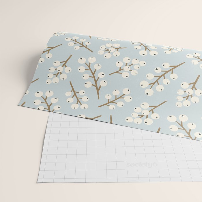 Berries and Branches - Light Blue Wrapping Paper Gallery Image 2