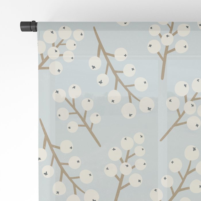 Berries and Branches - Light Blue Window Curtain Gallery Image 2