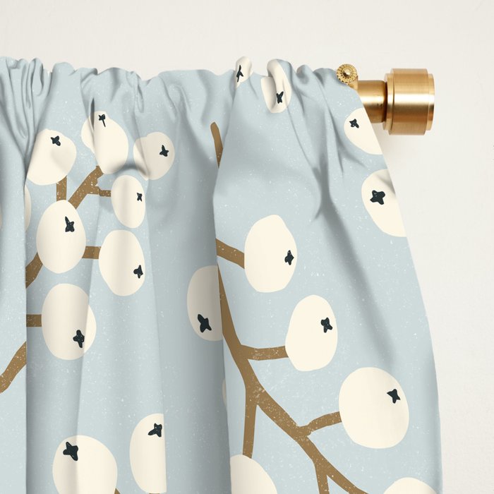 Berries and Branches - Light Blue Window Curtain Gallery Image 2