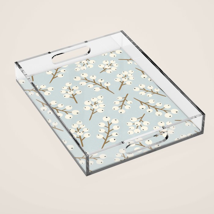 Berries and Branches - Light Blue Acrylic Tray Gallery Image 1