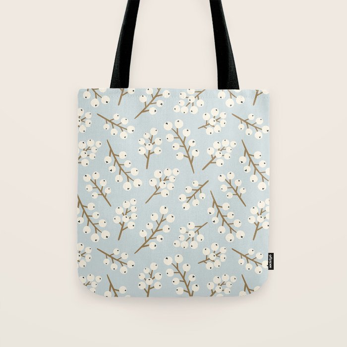 Berries and Branches - Light Blue Tote Bag Gallery Image 1
