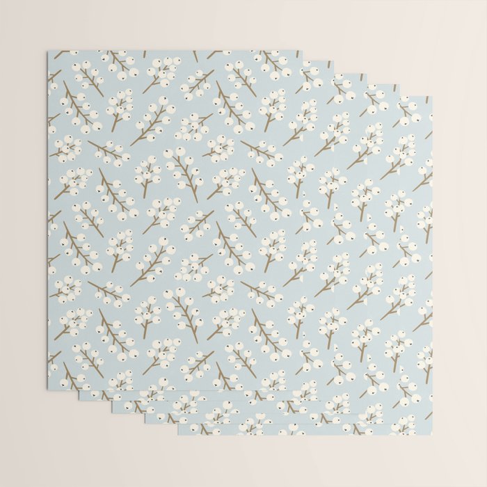 Berries and Branches - Light Blue Wrapping Paper Gallery Image 3