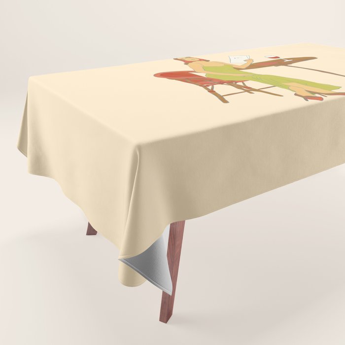 Woman at a Cafe in Rome Tablecloth Gallery Image 1