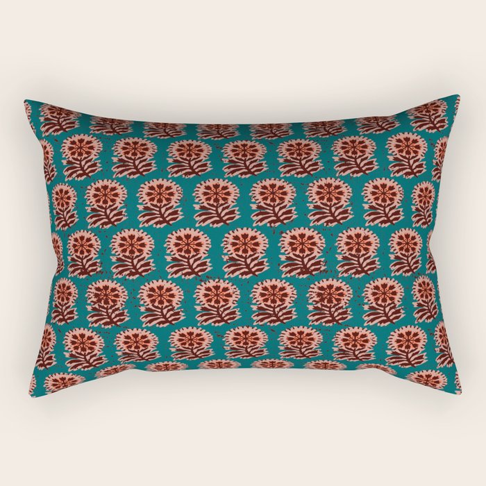 MACHA TEAL COSMOS Rectangular Pillow Gallery Image 1