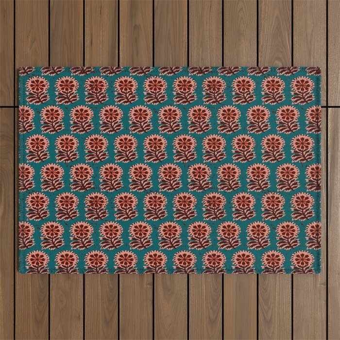 MACHA TEAL COSMOS Outdoor Rug Gallery Image 1