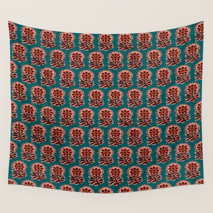 MACHA TEAL COSMOS Wall Tapestry Gallery Image 1