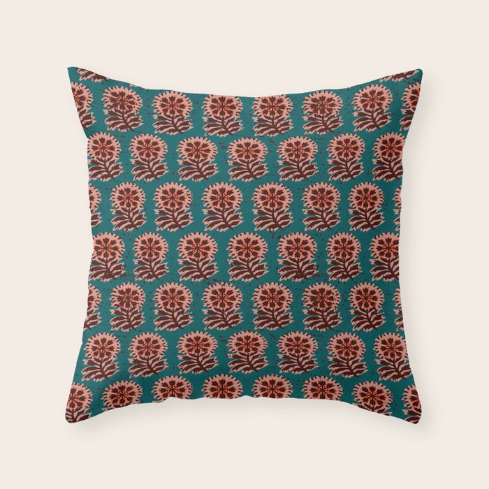 MACHA TEAL COSMOS Throw Pillow Gallery Image 1