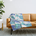 Indonesian Fish Duo - Navy & Turquoise Palette Throw Blanket Gallery Image 1