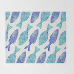 Indonesian Fish Duo - Navy & Turquoise Palette Throw Blanket Gallery Image 2