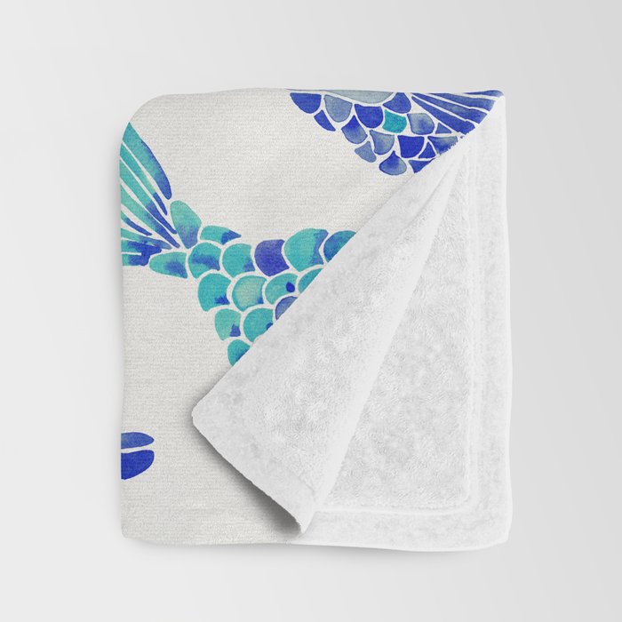Indonesian Fish Duo - Navy & Turquoise Palette Throw Blanket Gallery Image 3