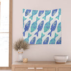 Indonesian Fish Duo - Navy & Turquoise Palette Wall Tapestry Gallery Image 2