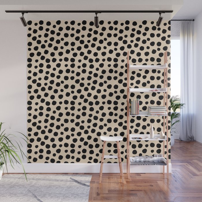 Irregular Small Polka Dots black Wall Mural Gallery Image 1