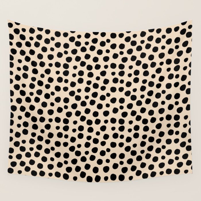Irregular Small Polka Dots black Wall Tapestry Gallery Image 4