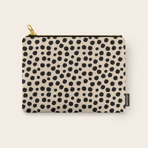 Irregular Small Polka Dots Black Carry All Pouch