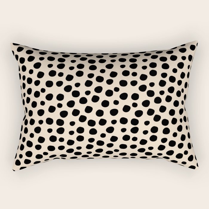 Irregular Small Polka Dots black Rectangular Pillow Gallery Image 2