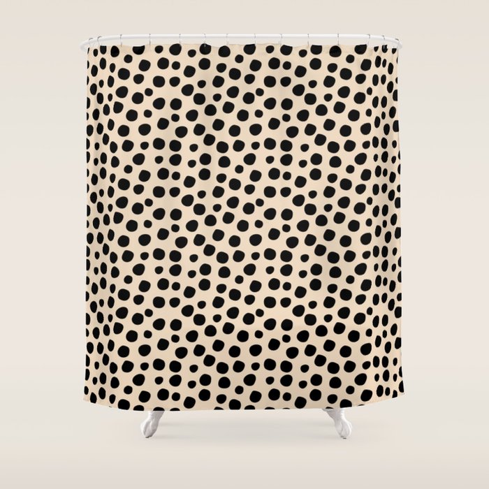 Irregular Small Polka Dots black Shower Curtain Gallery Image 1